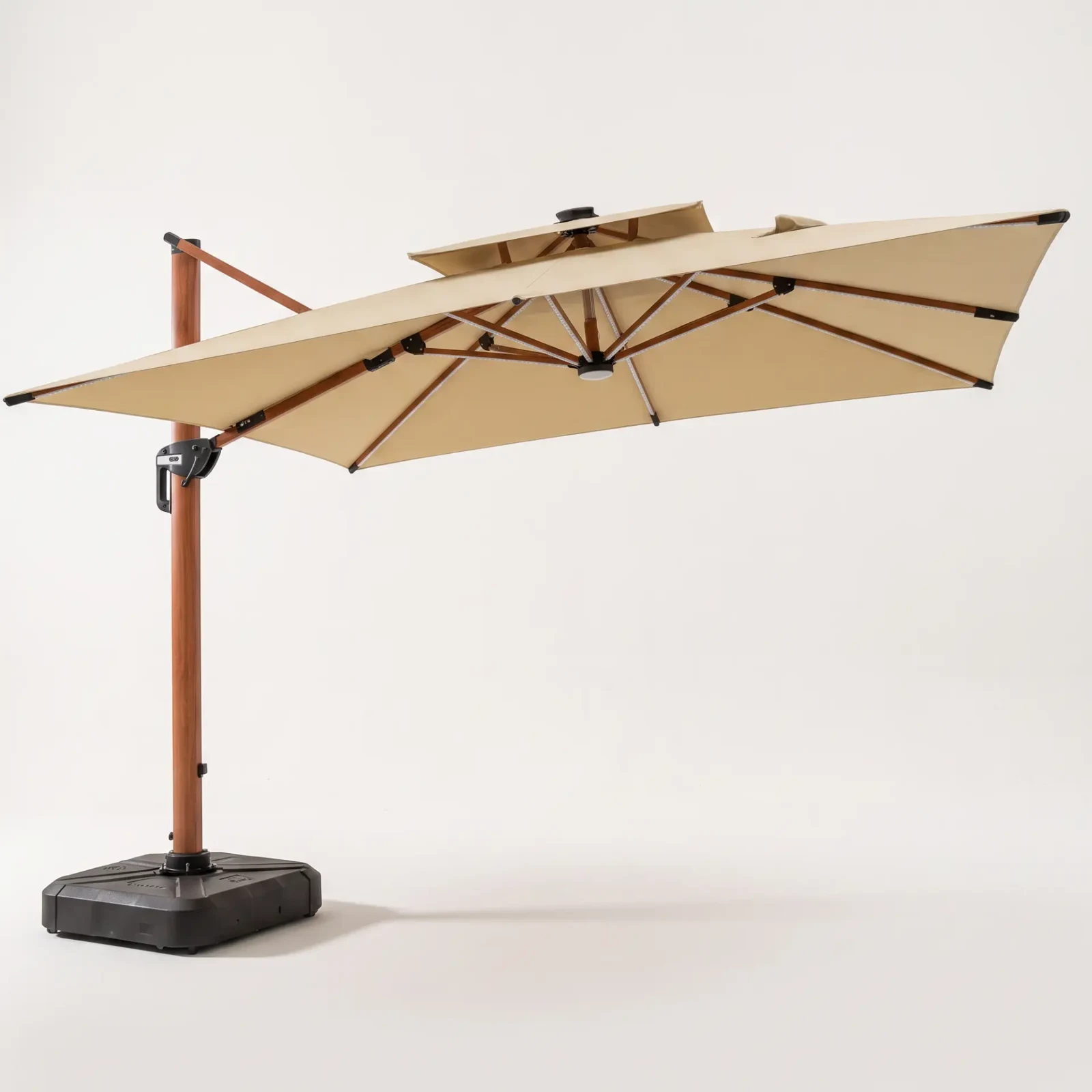 Ombrelone Guarda-Sol 3x3 com LED Solar + Base de 130L Inclusa